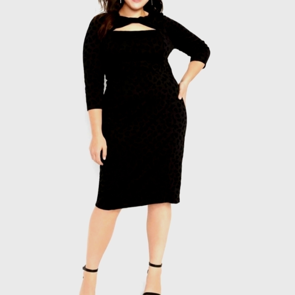 𝅺NEW! LANE BRYANT Black Knit Twist Cut Out Neckline Dress 24.